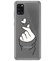 Samsung Galaxy A31 Uyumlu Kalp Desenli Şeffaf Telefon Kılıfı