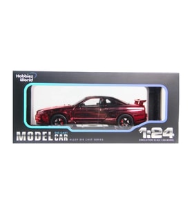 Hobbiez World Nissan Skyline GT-R R34 Shinny Colors Koyu Kırmızı 1/24 Model Araba