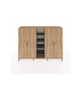 Hyperion Dolap 12 Raflı 4 Kapaklı 220x44x163 Çam-Çam/Antrasit