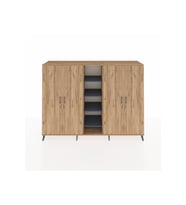 Hyperion Dolap 12 Raflı 4 Kapaklı 220x44x163 Çam-Çam/Antrasit