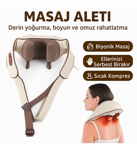 Isıtmalı Yoğurma Masaj Aleti Boyun, Omuz ve Sırt İçin Elektrikli Masaj Cihazı (Çok Renkli-Renksız)