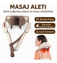 Isıtmalı Yoğurma Masaj Aleti Boyun, Omuz ve Sırt İçin Elektrikli Masaj Cihazı (Çok Renkli-Renksız)