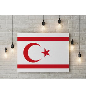 KKTC Bayrağı Kanvas Tablo 40x55cm Kuzey Kıbrıs Türk Bayrağı Dekoratif Tablo