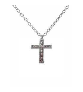 Kırmızı Detaylı Antik İşlemeli Haç Figürlü Unisex Kolye – 60 cm Zincirli, Vintage & Gotik Takı (Gümüş)