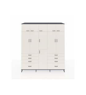 Kronos Dolap 8 Raflı 8 Çekmeceli 3 Askılı 220x59x243 Antrasit-Aytaşı/Aytaşı