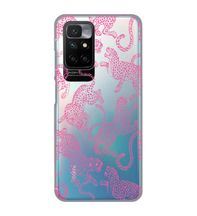Redmi 10 2022 Uyumlu Pembe Leopar Desenli Şeffaf Telefon Kılıfı