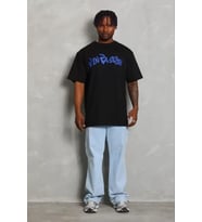Erkek Baskılı T-Shirt Kısa Kol Bisiklet Yaka Regular Fit Rahat Kalıp Günlük Tişört - Siyah