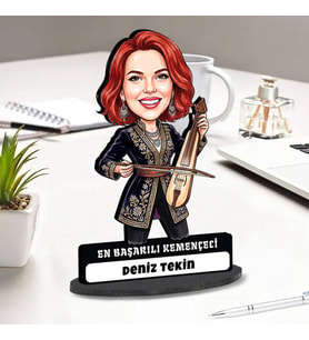 Kemençe Sanatçısı Kadına Hediye Kişiye Özel Karikatürlü Biblo