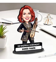 Kemençe Sanatçısı Kadına Hediye Kişiye Özel Karikatürlü Biblo