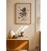 Minimal Dal Soyut, Ahşap Çerçeveli Duvar Tablosu - Modern Ev Dekorasyonu