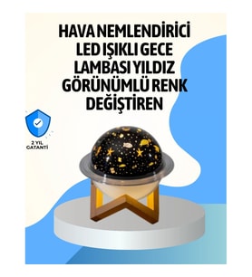 Mey İthalat® Projektör ışıklı ve aromaterapi destekli taşınabilir nemlendirici cihaz USB bağlantılı