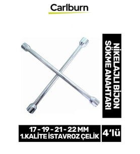 Garantili İstavroz Çelik Dört Kol Sabit 17 19 21 22mm 1.Kalite 4'lü Nikelajlı Bijon Sökme Anahtarı