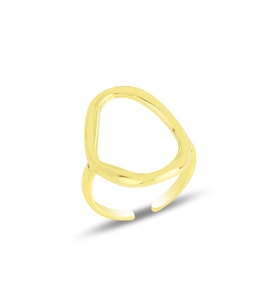 Gümüş altın yaldızlı ayarlamalı oval  yüzük  SGTL11820GOLD (Rose)
