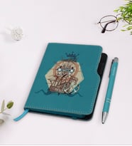 BK Gift Kişiye Özel Gemi Tasarımlı Turkuaz Termo Deri Defter Kalem Seti-4