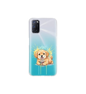Oppo A92 ile Uyumlu Splash Köpek Tasarımlı Şeffaf Silikon Kılıf