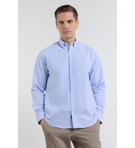 Açık Mavi Oxford Düğmeli Yaka Uzun Kol Cepsiz Slim Fit Pamuklu  Gömlek 1004260182