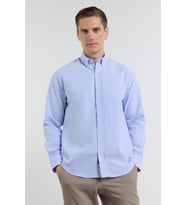 Açık Mavi Oxford Düğmeli Yaka Uzun Kol Cepsiz Slim Fit Pamuklu  Gömlek 1004260182