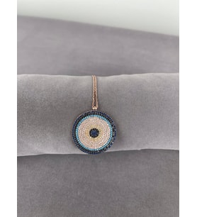 Nazar boncuklu Rose Kaplama Gümüş Kadın kolye