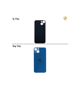 iPhone 13 Mavi Renk Arka Kapak Arka Cam Batarya Kapağı Lazer Kesim Kapak Pil Kapağı