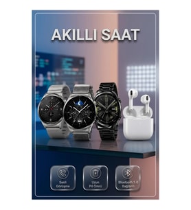 Akıllı Saat ve Bluetooth Kulaklık Seti Dokunmatik Ekran Sesli Görüşme 5.0 Bağlantı