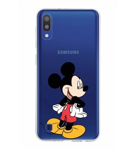 Samsung Galaxy M10 Kapak Mickey Mouse Tasarımlı Şeffaf Silikon Kılıf