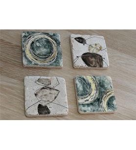 Soyut Tasarımlar Doğal Taş Bardak Altlığı 4'lü set - Natural Stone Coasters