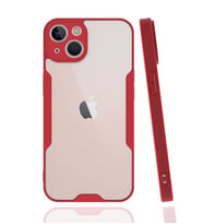 Apple iPhone 13 Mini Kılıf Kamera Korumalı Arkası Şeffaf Silikon (Kırmızı)