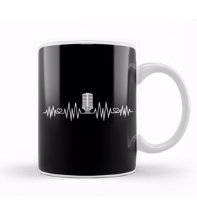 Podcast Heartbeat Podcaster Host Heart Beat Kupa Bardak Porselen