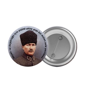 Mustafa Kemal Atatürk Çanta Rozeti 20 Adet En Büyük Boy 5.8cm İğneli Broş