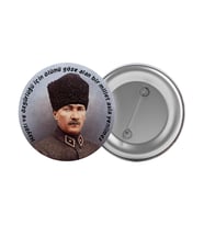 Mustafa Kemal Atatürk Çanta Rozeti 20 Adet En Büyük Boy 5.8cm İğneli Broş