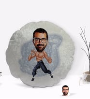 BK Gift Kişiye Özel Bruce Lee Karikatürlü Yuvarlak Dekoratif Kırlent Yastık-1