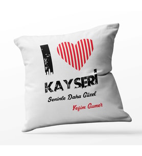Kişiye Özel Kırklareli Seninle Daha Güzel Tema Kare Saten Yastık (Beyaz)
