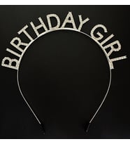Gümüş Kristal Taşlı Birthday Girl Doğum Günü Tacı İthal Ürün 17x16 cm (Çok Renkli)