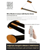 Mira Bronz Lineer LED Sarkıt Avize – Kumandalı Dim Edilebilir – Aşağı Işık