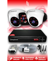 BAYICAM 3 Kameralı Panda 2 İç Kamera Set HDD'siz Full HD Gece Görüşlü Güvenlik Kamerası Sistemi