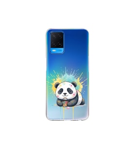 Oppo A54 4G ile Uyumlu Splash Panda Tasarımlı Şeffaf Silikon Kılıf