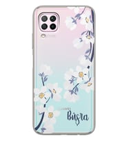 Huawei Art White Flowers Tasarımlı Şeffaf Telefon Kılıfı