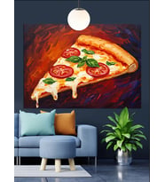 Büyük Dilim Lezzetli Pizza Dekoratif Kanvas - Mdf Ahşap Tablo