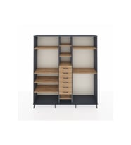 Hyperion Gardrop 10 Raflı 6 Çekmeceli 3 Askılı 220x44x243 Antrasit-Çam/Çam