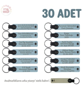 Gök Mavi & Sütlü Kahve, Okul Aile Birliği Toplantıları İçin Sınıf İsmine Özel, 30'lu Anahtarlık Set (Gök Mavisi)