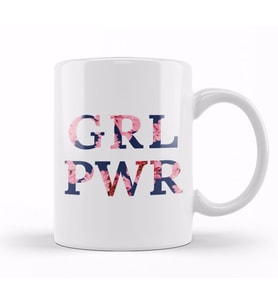 Girl Power Empowering   Floral Background Kupa Bardak Porselen