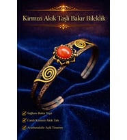 Kırmızı Akik Taşlı El Yapımı Antik Kadın Bakır Bileklik – Enerji, Koruma, Şifa & Çakra Dengesi