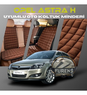 Opel Astra H Kahverengi Renk Tay Tüyü Cepli & Terletmez Sırtlı Oto Koltuk Minder Seti - Koltuk Koruma Kılıfı (ÖN & ARKA TAM SET)