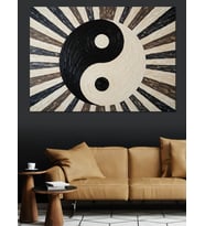 Modern Ying Yang Sembolü Tasarımı Dekoratif Kanvas - Mdf Ahşap Tablo