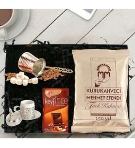 Ymn Bakırcılık  Maxi Modern Sarmaşık Fincan Takımı 2 Kişilik Cezve Takımı Hediye Seti (Gümüş)