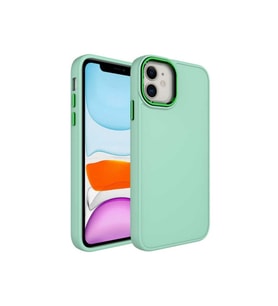 Apple iPhone 11 Uyumlu Kılıf Metal Çerçeve ve Buton Tasarımlı Silikon Zore Luna Kapak (Su Yeşili)