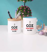 Göz Doktoru Kupa Bardak Mavi ve Kalemlik