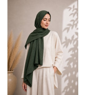 Dubai Jakar Şal Yeşil– Kaymaz –Yumuşak ve Dökümlü Kumaş