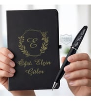 İsme Özel Metal Kalem Ve Ajanda Kapaklı Defter - Erkek Kadın Hediye Seti