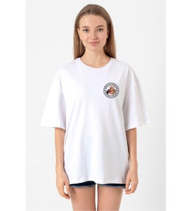 Popeye The Sailor Man Beyaz Kadın Oversize Tshirt